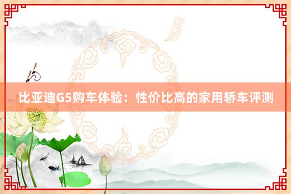 比亚迪G5购车体验：性价比高的家用轿车评测